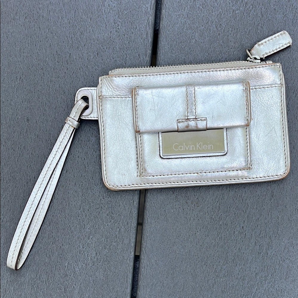 Calvin Klein Silver Wristlet Clutch